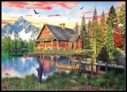 The Fishing Cabin - Chart Counted Cross Stitch Patterns Needlework DMC Color