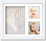 Little Hippo Baby Handprint Kit by ! SPECIAL NO MOLD VERSION! Baby Picture Frame (WHITE) & Non Toxic CLAY! Baby Footprint kit best baby shower gifts! Newborn Baby Boy gifts and Baby Girls Gifts!