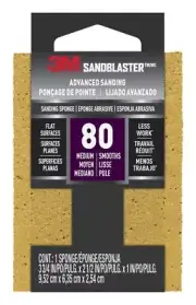 3M SandBlaster Advanced Sanding Sanding Sponge 20908-80, 80 grit, 3 3/4 in x 2 1