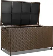 320L Outdoor Wicker Storage Box UV-Resistant Weatherproof PE Wicker 150kg Capacity (Brown)