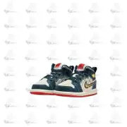 Kids Nike Air Jordan 1 Mid SE TD Blue White Red Gold FN1351-400 Sneaker Trainer