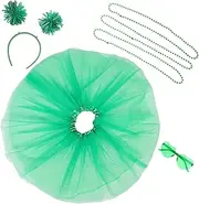 SUPVOX Elegant Patrick's Day Skirt with Shamrock Headband Irish Holiday Costumes for Women Green