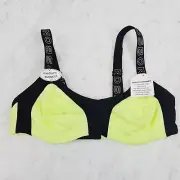 BONDS Womens Size 12B Fluro Yellow Medium Support Sports Bra NEW + TAGS