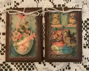 5 *NEW* Handcrafted Wooden EASTER Ornaments/ SPRING Hang Tags SetH