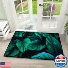 Abstract Tropical Leaf Green Texture Door Mat for Front Door, Entryway, 17x30