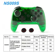 2PCS Bluetooth 2.4G Wireless Controller For Nintendo Switch Pro PC TV Box Smart Phone Tablet PS3 Tesla Shock Joystick Gamepad No Box 1PC Crystal Green