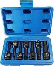 xinyee 7pcs Impact Socket Bit Set 3/8-inch Drive Chrome Molybdenum Steel Hex Key Socket Metric Allen Bit Impact Spline Socket Bit Set (4mm-12mm)