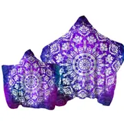 White Royal Floral Mandala over Purple Towel with Hood