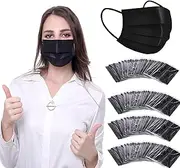 Individual Wrapped Black Face Mask 3 Ply Disposable Comfort Elastic Earloop Mask