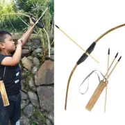 Kids Children Archery Toys Wood Bow & Arrows & Arrow Quiver Target Bow Gifts
