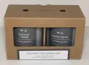 Threshold Milky White Glass Vetiver + Moss & Black Cedar Wooden Wick Candle Set