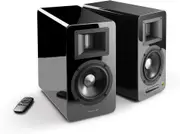 Airpulse A100 Wireless Active Bookshelf Speakers BONUS Wiim Mini AirPlay2 Wireless Audio Streamer - Black