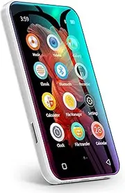 TIMMKOO 72GB MP3 Player with Bluetooth, 4.0" Full TouchScreen Mp4 Mp3 Player with Speaker, 8GB Portable HiFi Sound Mp3 Music Player with FM Radio, Voice Recorder, E-book, Supports up to 128GB TF Card Black (White)