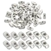 50pcs 4040 Series M5 T Nuts T Slot Nut Hammer Head Fastener Nut Silver