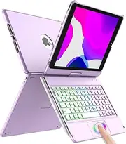 TQQ Keyboard Case for iPad 9th Generation with Multi-Touch Precision Trackpad, 10 Color Backlight, 360° Rotatable, Thin & Light, Compatible with iPad 9th Gen (2021), 8th Gen (2020) and 7th Gen (2019)