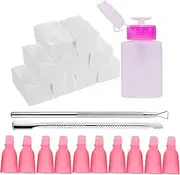Nail Polish Remover Tools Set Including Nail Polish Remover Bottle Triangle Cuticle Pusher Stainless Steel Pusher 500 Pcs Polish Remover Cotton Pads 10 Pcs Plastic Nail Remover Wraps