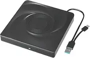External DVD Drive, CD Drive Dual Connectors USB 3.0 Type C, Portable CD RW Drive, DVD Player for Laptop, PC Win, OS X, Optical Disk Drive CD Player
