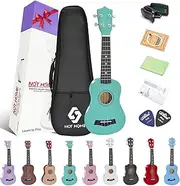 Soprano Ukulele Beginner Pack, 21 Inch Basswood kids Ukuleles Starter Kit with Gig Bag Spare Strings Tuner and Picks. (green)