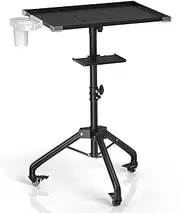 Salon Tray Cart on Wheels with Stand Rack Tray, Premium Iron Alloy Tattoo Tray Height Adjustable Salon Service Tray with 360 Degree Mute Universal Tricycle for Tattoo Work, SPA and Dental Tray