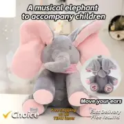 Peek-a-boo Soft Elephant Doll Baby Plush Kids Toy Singing Stuffed Animated Gift-