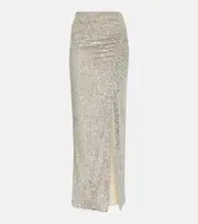 [Self-Portrait] Self-Portrait Sequined high-rise maxi skirt AU 14 silver