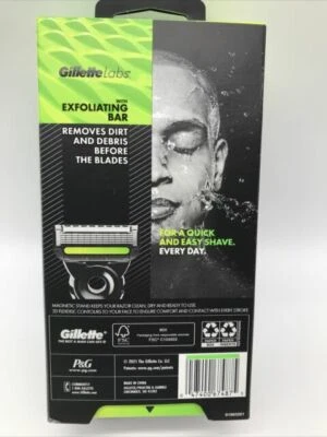 Gillette Labs With Exfoliating Bar. 1 Razor / 2 Cartridges. Men Shaving Razor