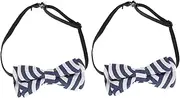 [AOKWAWALIY] Adorable Children's Bowties Blue White Striped Tie Pre-tied Bow Tie Set for Boys