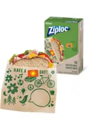 Ziploc Paper Sandwich & Snack Bags, Recyclable & Sealable with Designs, 50 Count