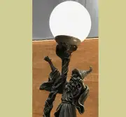 WIZARD HOLDING STAFF TABLE LAMP - WITH CRACKLE GLASS BALL SHADE - NEW