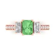 1.82 Emerald 3 Light Sea Green Promise Bridal engagement Ring 14k Rose Gold