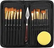 15 Pieces Paint Brush Set with 1 Palette Knife and Organizing Case - Painting Brushes for Kids, Adults or Professionals - Perfect for Your Watercolor, Oil or Acrylic Painting Art