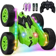 Tailtango Remote Control Car, Stunt RC Cars 2.4Ghz Double Sided 360° Rotating RC Crawler with Strip Lights and Headlights, 4WD Off Road Drift Truck for Boys Girls Birthday Gift