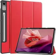 Kepuch Custer Case for Lenovo Tab P12 12.7",Ultra-Thin PU-Leather Hard Shell Cover - Red