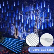 Blue LED Lights Meteor Shower Rain Xmas Snowfall Tree String Light Garden Party