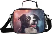 Collie Head Galaxy Insulated Lunch Box for Women Men - Ideal for Work, Picnics - Includes Adjustable Shoulder Strap