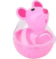 Cat Slow Feeder, Tumbler Cat Feeder, Funny Mice Shape Cat Feeder Ball Cat Food Dispenser Pet Treat Ball Stimulating Training Feeding Toy Puzzle Toy with Clear Cover for Cats Kitten(Pink)