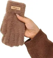 [JINZIJINYU] Knitted Touchscreen Gloves Colorful Plush Gloves Thickened Cycling and Running Gloves