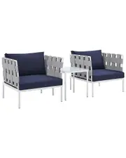 Modway Harmony 3pc Sunbrella Outdoor Patio Aluminum Seating Set