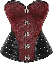 [WORNEW] Women's Steampunk Corset Women's Court Gothic Corset Chest Support Shapewear Vintage Steampunk Corset Punk Corset (Color : Red, Size : Medium)