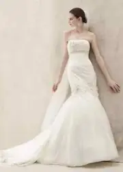 Oleg Cassini Size 8 Ivory Lace Wedding Dress with 3D Floral Details Style CWG377