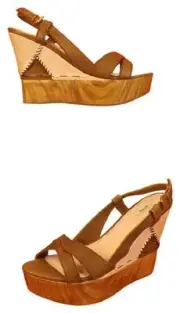NIB MIU MIU 5Z6936 BROWN TEXTURE LEATHER WOODEN STITCHED PLATFORM SANDALS 39