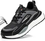 [SDEQA] Steel Toe Cap Trainers for Mens Indestructible Shoes Durable Lightweight Non Slip Work Shoes Safety Sneakers Construction Industrial Footwear
