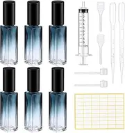 LHOEST Pack of 14 Perfume Atomisers, Refillable, 10 ml, 6 Pieces, Portable Spray Bottle, Small Glass with Funnel, Dropper, Label Sticker, Mini Perfume Bottler, Perfume Atomiser for On the Go Men Women