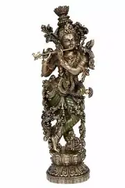 Bonded Bronze Resin Lord Krishna Statue Idol Figurine 15 inch