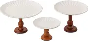 Set of 3 Porcelain Round Cake Stands Pedestal Dessert Trays Snacks Holder in Different Sizes Vintage Cake and Dessert Servers for Parties