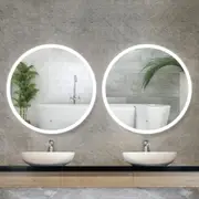 TOOLKISS 2 Wall Mirror 80cm with LED Light – Round Anti-Fog Bathroom Vanity Mirror, Makeup Home Decor, Touch Control & Energy-Efficient Illumination