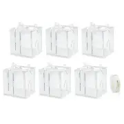 Clear Cake Box with Ribbon, 6Pcs 9"x9"x12" for 6 Inch Cake Packing (White)