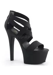 Pleaser ASPIRE-669 6 Inch Heel, 2 1/4 Inch Platform Criss Cross Sandal, Back Zip