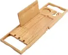 Bamboo Bathtub Caddy Tray Bath Tray for Tub, Adjustable Bathroom Bathtub