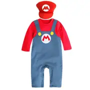 Baby Cosplay Party Super Mario Bros Outfits Suit Romper Jumpsuit Costume Hat Gifts,Red - 9-18Months